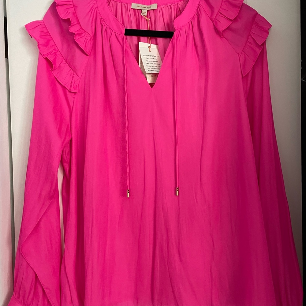 Skies Are Blue Fuchsia Ruffled Blouse